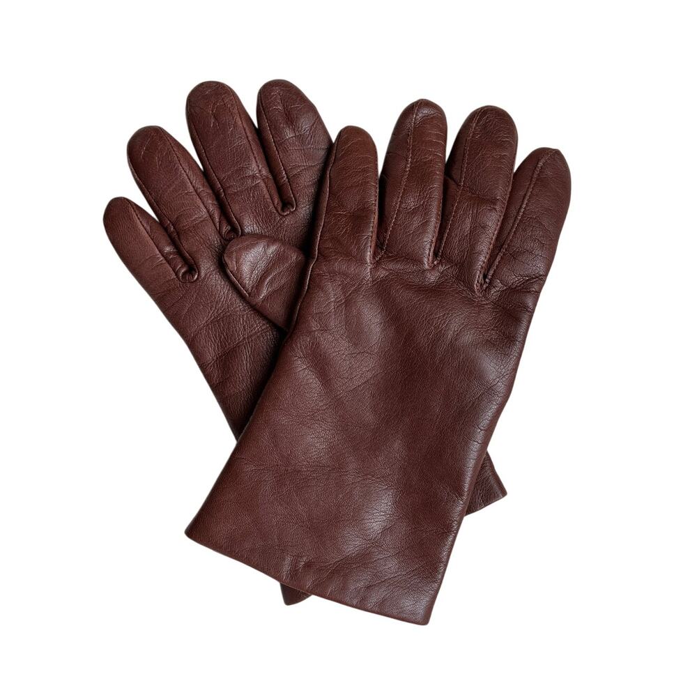 Isotoner Brown Leather Driving Gloves Lined Men's 7.5